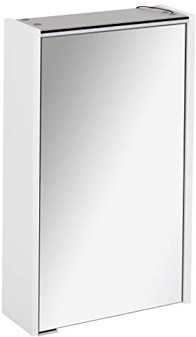 FACKELMANN schmaler Spiegelschrank Bad LED Beleuchtung 1 türig 42 cm weiß matt Denver