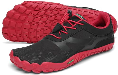 SAGUARO Scarpe Barefoot Minimaliste Uomo Donna Scarpe Multisport per Corsa/Allenamento/Trekking/Trail Running/Palestra - Morbido Comode e Leggere, Rosso Mela, 43 EU