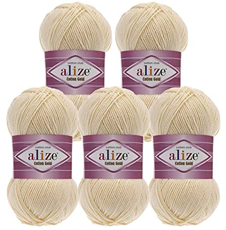 5 x 100g Strickgarn Alize Cotton Gold Uni Klassikgarn Häkelgarn Strick-Wolle Farbwahl