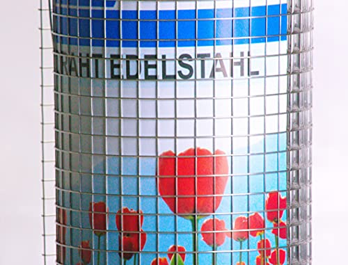 Volierendraht EDELSTAHL 6,4 mm Maschendraht Hasendraht Drahtgitter Gitterzaun punktgeschweißt VA (6,4 x 500 mm, Länge 20 m)