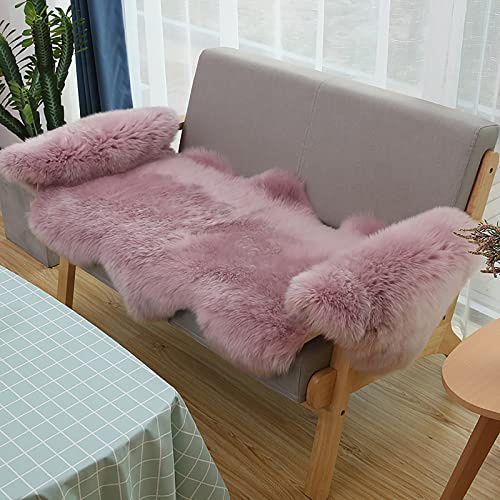 ZZenSmot Modern tjock ullmatta, lammskinn stolskudde fleece sittdyna dekor för sovrum golv soffa vardagsrum – ljusrosa 70 x 145 cm (27 x 57 tum)
