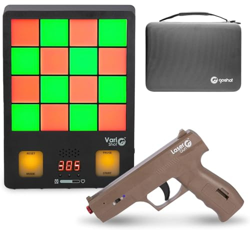 GoShot Laser Training System for Home Practice, Interactive Training Target with Laser Hit Detection & Timed Modes for Engaging Practice, Includes 2 Pistols, Class I Output <0.396mW