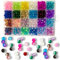 FAPUMOE 600 Stück Rissglasperlen-Set (8 mm), 24-Gitter bunte runde handgefertigte Crack Lampwork Perlenmischung für DIY-Armband-Halskette Schmuckherstellung