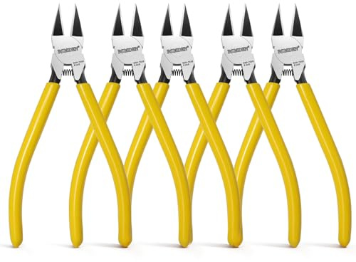 BOOSDEN Wire Cutters 5 Pack, 6 Inch Flush Cut Pliers | Spring Loaded Side Cutting Dikes, Precision Diagonal Cutters Bulk Set for Jewelry Making, Artificial Flowers, Crafting, Electrical & DIY Projects