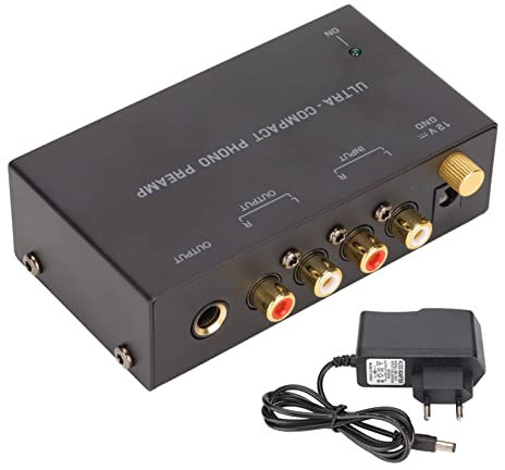 Préamplificateur Phono pour Platines Vinyles, Amplificateur Phono PP400 pour Platines Vinyles avec Préampli Phono à Commande Indépendante, Entrée et Sortie Audio Stéréo