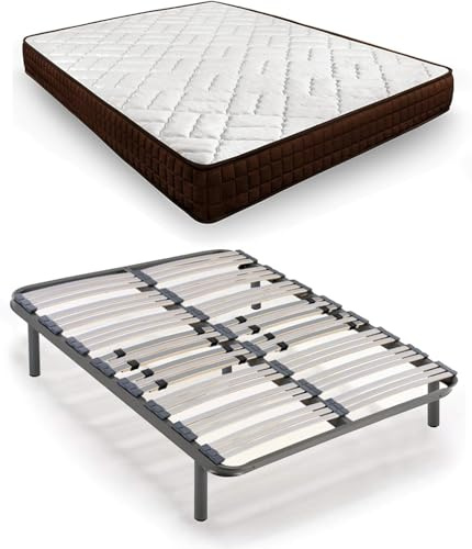 HOGAR24 ES - Cama Completa con Somier Multiláminas de Regulación Lumbar y Colchón Dream Flex Reversible - Medida: 90x190 cm
