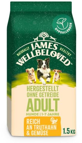 James WELLBELOVED 1,5kg Hund Trockenfutter ohne Getreide, Truthahn & Gemüse