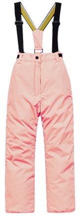 Pojkar och flickor vinter raka overaller skiddräkt barn skidbyxor tjocka varma raka overaller storlek 5 pojkar sportbyxor (rosa, 7-8 år)