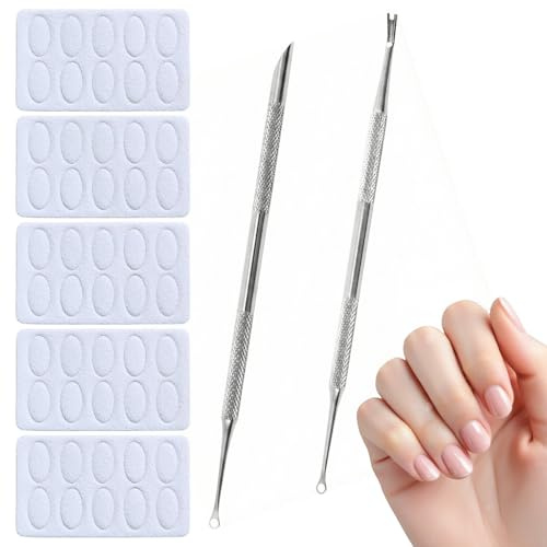 SWYZOR Spingi Cuticole Professionale,2 Pcs Rimuovi Cuticole Unghie,con 50 Fogli di Carta Vetrata, Strumenti per la Rimozione Delle Cuticole, Set per la Cura Delle Unghie per Manicure e Pedicure
