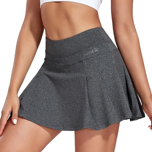 Santic Jupe de vélo pour femme avec pantalon rembourré, pantalon de cyclisme 2 en 1, jupe de vélo avec poche intérieure, pantalon de vélo, jupe-short de sport avec rembourrage d'assise 4D