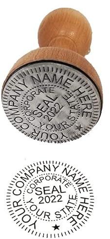 Rustix Corporate Seal Hand Stamp, Round 1-5/8 Impression, Wooden Handle (Hand Stamp Only)