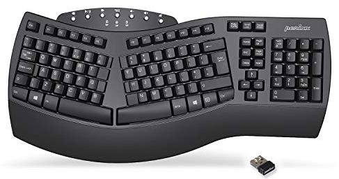 Perixx PERIBOARD-612 Tastiera senza fili ergonomica divisa con doppia modalità 2,4 G e funzioni Bluetooth, compatibile con Windows 10 e Mac OS X, colore nero