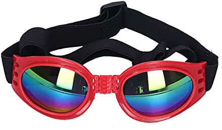 Små hundsolglasögon, vikbart UV-skydd Doggie Dog Motorcykelglasögon Glasögon med flexibla remmar för medelstora och stora hundar(red)