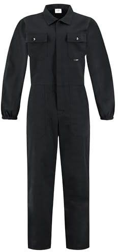 BWOLF ANAX Mono de trabajo para hombre, 100 % algodón, con 5 bolsillos, Negro , XL