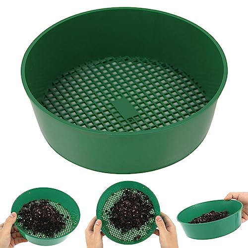 Garden Sieve for Soil and Stones Round Sieve-Strong Multifunctional Soil Sifter with Lipped Edge for Easy Handling Garden Riddle (Green)
