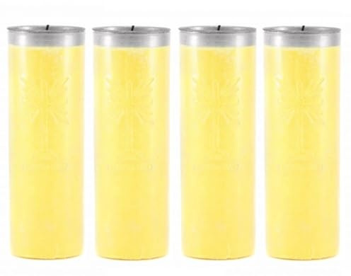 mille idee 4 Pezzi Lumino Votivo Candela Settimanale T21 in Cera 4 Lumini Cimitero Lunga Durata D.7cm h 22cm