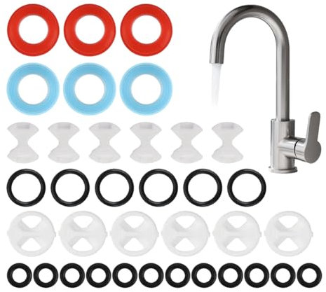 72 Pcs Tap Washer Assortment - Mixer Tap Repair Kit for Leaking Faucets in Bathrooms, Kitchens & Offices