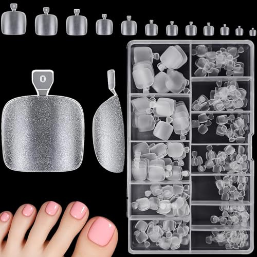 XIAOHEBAN 240 Piezas Uñas Postizas Pies, 12 TamañOs Tips UñAs Pies, Acrilicas Tips Unas Soft Gel Para Pies Mate, Toenail Tips Cobertura Completa Para Manicura Y Arte De UñAs Diy