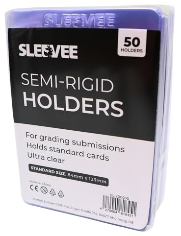 SLEEVEE® Semi Rigid Card Saver für TCG- und Sportsammelkarten Grading, Kartenhüllen optimal fürs Grading (50er Pack)
