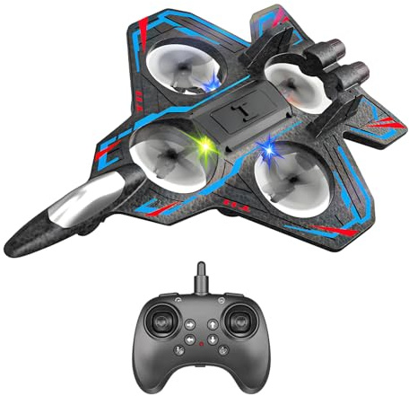 SKENGWEL Remote Control Wireless Airplane with 2 Batteries, 2.4 Ghz Foam Remote Control Airplane with Cool Light