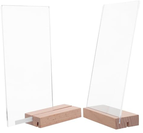 CONGARTENO Lot de 2 Porte-Affiches en Acrylique Transparent 100X200Mm Présentoir de Table Vertical et Incliné de L/T Support Polyvalent pour Menu Porte-Numéro et Centre de Table
