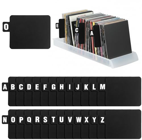 26 piezas de separadores para discos de vinilo para estante, hojas separadoras de discos de vinilo A-Z, separadores alfabéticos, soportes para CD, tarjetas de archivo, organizador de discos de vinilo