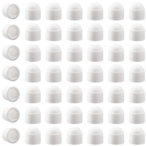 YYIGVMO 50 Pièces M6 (Clé de 10mm) Capuchons de Protection Hexagonaux, Cache-Écrous Hexagonaux, pour Protéger les Vis, Boulons, Écrous, Blanc