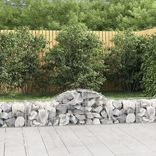 Yisssmeng 4 Pack Galvanized Gabion Basket Set 78.7x78.7x23.6 in Silver Modern Arched Planter Box for Outdoor Garden Patio Rock Fence Herb Garden