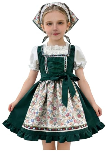 Dirndl barn midi traditionell klänning flicka som festdag festmode dirndl's barn, förkläde för Oktoberfest speciella tillfällen dirndl set för flickor ölfest dräkter barn dirndl