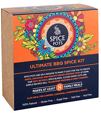 Spice Pots BBQ Spice Rub Gift Set – 4 x 40g Natural Grill Seasonings & Recipe Book – Spice Rubs for Chicken, Ribs, Kebabs & Marinades – Father’s Day Gift for Dad – Vegan & Gluten Free