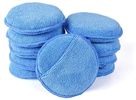 AIVS Car Care Microfiber Wax Applicator Pads with Finger Pocket for Any Cars, Truck, Boat, Motorcycle and RV. Wax Applicator Foam Sponge (Blue, 5 Diameter, Pack of 10)