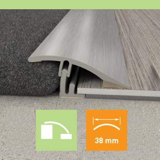 Carpet to LVT/Vinyl/Tile/Wood/Laminate Flooring Transition Door Strip Bar - Joins A Gap - Angle Vinyl Door Flooring Strip by ROYALE