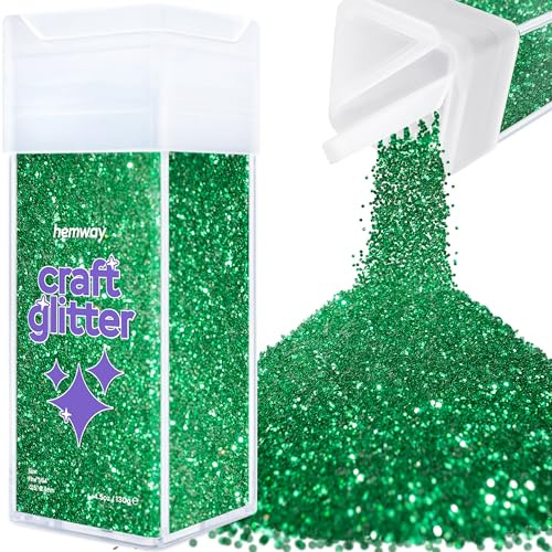 Hemway Craft Glitter Shaker Emerald Green 130g Fine | for Resin & Epoxy Crafts, Christmas Art Supplies, Nail, Body, Face, Eye, Festival, Crafting, Slime, Sparkle