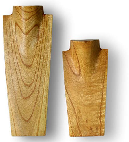 ART-CRAFT Schmuckständer Kettendisplay Schmuckbüste aus Holz Natur 2er Set 30 und 40cm