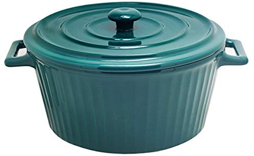 Jomop Casserole Dish with Lid 1.1 Quart Ceramic Casserole Pan for Bakeware Oven Colorful (1, Dark Green)