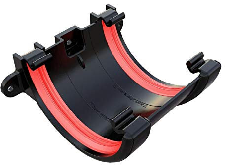 Black Round Gutter Union Joint 112mm Freeflow Rainwater System with Rubber Seal Weather-Resistant Easy to Install Gutter Brackets & 68mm Downpipes for Leak-Proof Connections