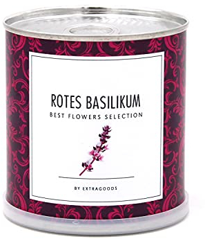 MacFlowers® | Set di coltivazione con basilico rosso | una varietà di semi | in graziosa scatola di fiori istantanea da giardino | regalo per cucine amici