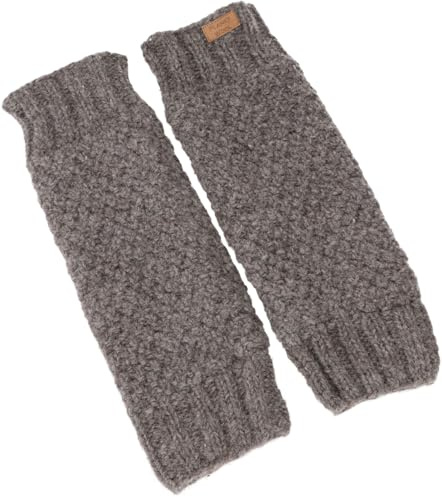 GURU SHOP Wollstulpen mit Perlmuster, Strickstulpen aus Nepal, Beinstulpen - Grau, Herren/Damen