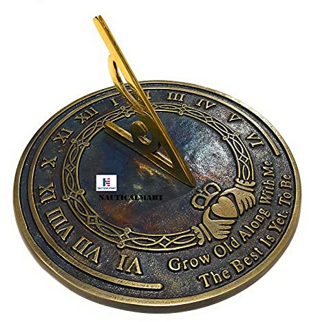 Nautical-Mart Garden Sundial Grow Old with Me -The Best is Yet, to be (Brass Antique), Unique Wedding Gift Idea for Parents, Grandparents, Friends, Couples, Anniversary Sundial Gift