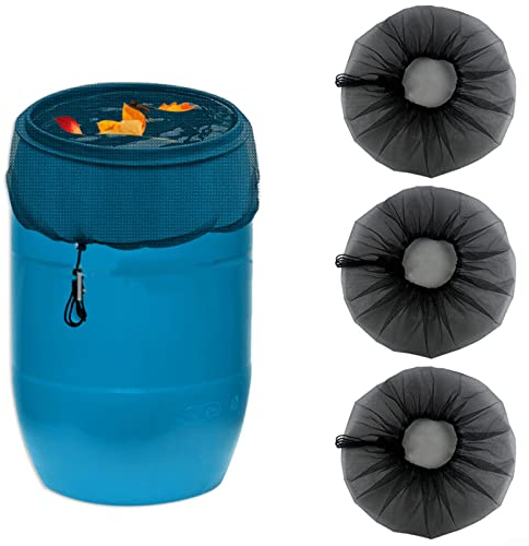 Lot de 1/3 tonneaux de pluie en filet – Housse de citerne réglable – 60 cm – Résistant aux intempéries Pour extérieur jardin collecte de l'eau Housse de protection
