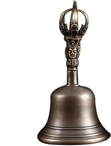 Campana de servicio, campana de mano de metal, campanilla, campanilla de decoración en relieve vintage, mesa de cena del hotel Campana de cena de bronce (color: color vintage, tamaño: 7.1 * 3.5 ( Colo