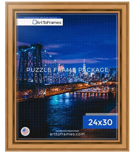 ArtToFrames 24x30 INCH / 61x76.2 CM Multi Frame for 1000 piece Puzzles.This 2.60 Inch Custom Wood Puzzle Frame is Bronze - Comes with Economy Acrylic (PuzzleMD419270-24x30)