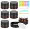 6 Stück 20ml Amber Glas Leerdose Kosmetisches Glas Cremetiegel Nachfüllbare Behälter mit Deckel und Liner für Kosmetik Cremes Lotionen ätherische Öle