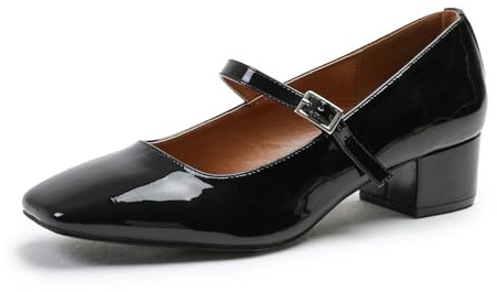 Womens Low Mid Block Heel Ankle Strap Smart Work Office Comfort Court Shoes Wide Fit Closed Toe Comfy Party Casual Travel Shoes