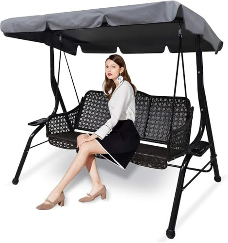 Cubierta de repuesto para columpio de jardín, toldo de repuesto para silla de columpio, cubierta de columpio de jardín de 3 plazas, impermeable, resistente al viento, anti-UV, resistente a desgarros,