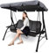 Garden Swing Chair Canopy Replacement, 3 Seater Swing Cover - Waterproof, Windproof, Anti-UV, Heavy Duty, Rip Proof (Gray, 164cm x 114cm x 15cm)