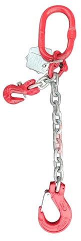 Suspension 1 brin 8 mm - Chaîne galvanisée EN818-4 avec crochet de raccourcissement - Charge maximale : 2 t - Longueur : 1 m