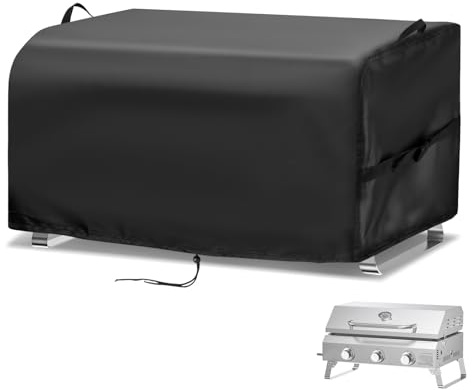 Kingling BBQ Cover - Small Outdoor Barbecue Covers Fits for Onlyfire 3-Burner Gas Plancha Portable Tabletop Gas BBQ, Waterproof, Dustproof Outback BBQ Cover (Cover Only), 65x47x38cm