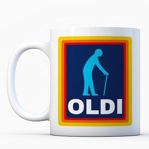 Oldi Man Mug—A Novelty Old Large Mug with Heavy Duty Handle, Dino Coated and Sublimation Ceramic, Perfect for Birthdays, Christmas, and Other Celebrations as a Funny Gift (Oldi Man, White)