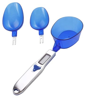 STOBAZA Báscula De Cuchara Lcd Para Repostería Azul 300 G/0,1, Compacta y Portátil, Precisión Alta, Batería Aaa Incluida, Adecuado Para Cocina y Medición De Ingredientes